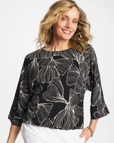 Chico's | Ginkgo Matte Jersey Bubble Hem Top/ Black