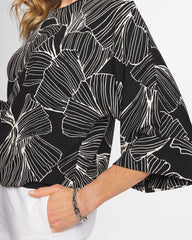 Chico's | Ginkgo Matte Jersey Bubble Hem Top/ Black