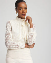 Chico's | Tie-Neck Banded-Bottom Top/ English Cream
