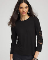 Chico's | Heart Sleeve Detail Tee/ Black
