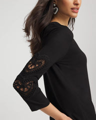 Chico's | Heart Sleeve Detail Tee/ Black