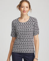 Chico's | Printed Pima Elbow Sleeve Tee/ Black