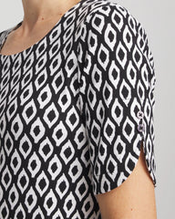 Chico's | Printed Pima Elbow Sleeve Tee/ Black