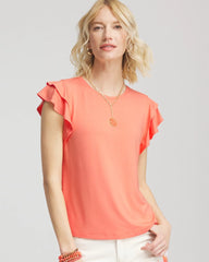 Chico's | Touch of Cool™ Flutter Sleeve Tee/ Sunset Peach