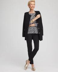 Chico's | Pima Crewneck Button Tee/ Black