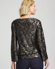 Chico's | Art Deco Burnout Jacquard Top/ Black
