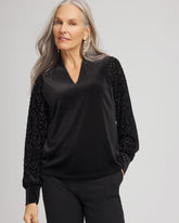 Chico's | Art Deco Velvet Burnout Top/ Black