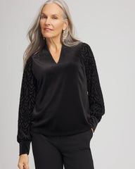 Chico's | Art Deco Velvet Burnout Top/ Black