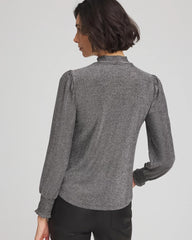 Chico's | Sparkle Smocked Top/ Silver Glitter