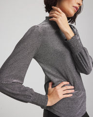 Chico's | Sparkle Smocked Top/ Silver Glitter