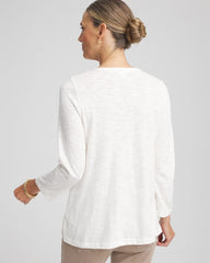 Chico's | Slub Splitneck Henley Tee/ Rose Smoke