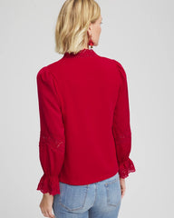 Chico's | Lace V-Neck Top/ Carmine Red