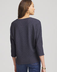 Chico's | Textured Denim-Motif Tapered-Hem Top/ Denim