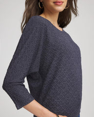 Chico's | Textured Denim-Motif Tapered-Hem Top/ Denim