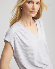 Chico's | Foiled Knit Banded Bottom Top/ Dove Gray