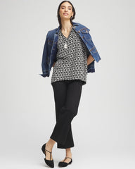 Chico's | Graphic Slub V-Neck Tee/ Black