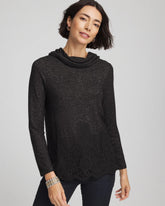 Chico's | Lace Hem Cowlneck Top/ Black