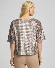 Chico's | Art Deco Dolman Sequins Tee/ Gold
