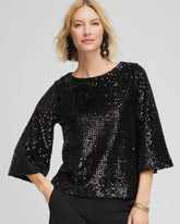 Chico's | Sparkling Sequin Party Tee/ Black