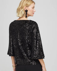 Chico's | Sparkling Sequin Party Tee/ Black