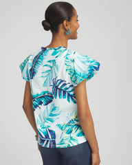 Chico's | Notch Neck Cap Sleeve Tee/ Paradiso Blue