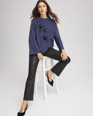 Chico's | Embellished Structured Top/ Indigo Sky