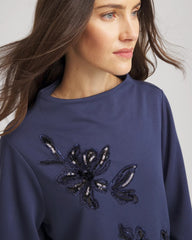 Chico's | Embellished Structured Top/ Indigo Sky