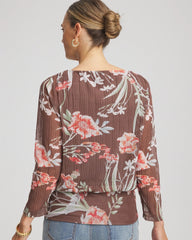 Chico's | Textured Banded-Hem Top/ Dried Mushroom