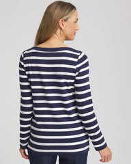 Chico's | Stretch Cotton Boatneck Tunic/ Passport Blue