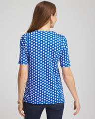 Chico's | Printed Slub Short Sleeve Tee/ Azure