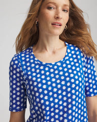 Chico's | Printed Slub Short Sleeve Tee/ Azure