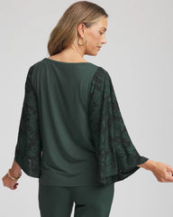 Chico's | Touch of Cool™ Burnout Angel-Sleeved Top/ Darkest Spruce