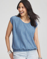 Chico's | Melange Pleated Bubble-Hem Top/ Indigo