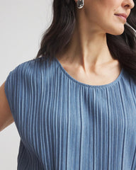 Chico's | Melange Pleated Bubble-Hem Top/ Indigo