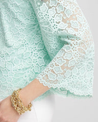 Chico's | Scalloped Hem Lace Top/ Teal Waters