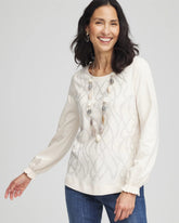 Chico's | Embellished Long-sleeve Top/ English Cream