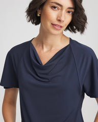 Chico's | Jersey Knit Cowlneck Tee/ Passport Blue