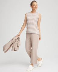 Chico's | Zenergy® UPF Sleeveless Metallic-Striped Tank/ Light Taupe Heather