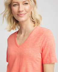 Chico's | Slub V-Neck Tee/ Sunset Peach