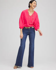 Chico's | Cotton Tuck Sleeve Tee/ Dried Roses
