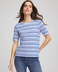 Chico's | Slub Short Sleeve Tee/ Blue Pearl