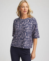 Chico's | Animal Cozy Crewneck Tee/ Indigo Sky