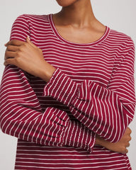 Chico's | Smocked-Sleeve Cotton-Slub Tee/ Russet Red