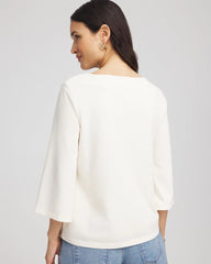Chico's | Soutache Embroidered Wildflower Top/ Ecru