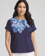 Chico's | Zenergy® UPF Knit Applique Dolman Top/ Passport Blue
