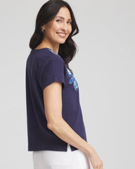 Chico's | Zenergy® UPF Knit Applique Dolman Top/ Passport Blue