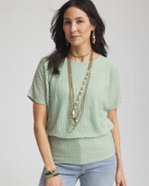 Chico's | Jacquard Banded Hem Top/ Moroccan Mint