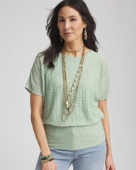Chico's | Jacquard Banded Hem Top/ Moroccan Mint