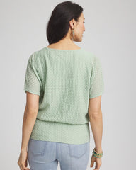 Chico's | Jacquard Banded Hem Top/ Moroccan Mint