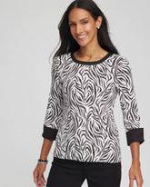 Chico's | Pima Jewel Neck Contrast Tee/ Black